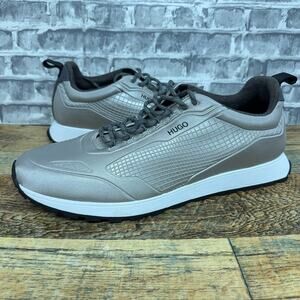 Hugo Boss Icelin Trainer Silver White Sneakers Low-Top Mens Size 45 / US 12 New